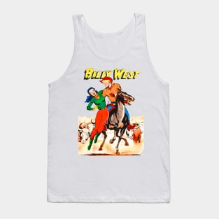 Bulls Cowboy Cowgirl Billy Horse Racing West Retro Comic Rodeo Vintage Tank Top